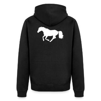 Cheval au galop - Silhouette Blanc Blanc - Veste à capuche bio Premium Unisexe - noir - Dos - Nico (187cm)