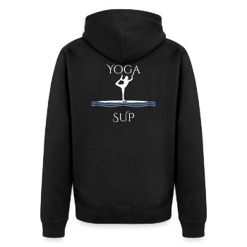 Sup yoga stand up paddle asana gift - Unisex Premium Organic Zip Hoodie - black - Back - Nico (187cm)