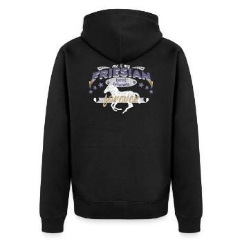 Friesian Friese Pferd Pferderasse best friends BFF - Unisex Premium Bio Zip Hoodie - Schwarz - Hinten - Nico (187cm)