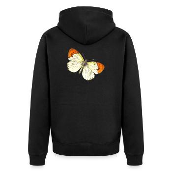 Butterfly - Unisex Premium Bio Zip Hoodie - Schwarz - Hinten - Nico (187cm)