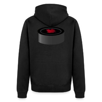 ice hockey eishockey skates schlittschuhe puck hel - Unisex Premium Bio Zip Hoodie - Schwarz - Hinten - Nico (187cm)