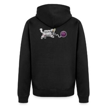 Katze Astronaut - Unisex Premium Bio Zip Hoodie - Schwarz - Hinten - Nico (187cm)