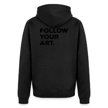 Follow your art - Unisex Premium Organic Zip Hoodie - black - Back - Nico (187cm)