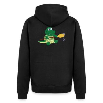 Crocodile with paddle - Unisex Premium Organic Zip Hoodie - black - Back - Nico (187cm)
