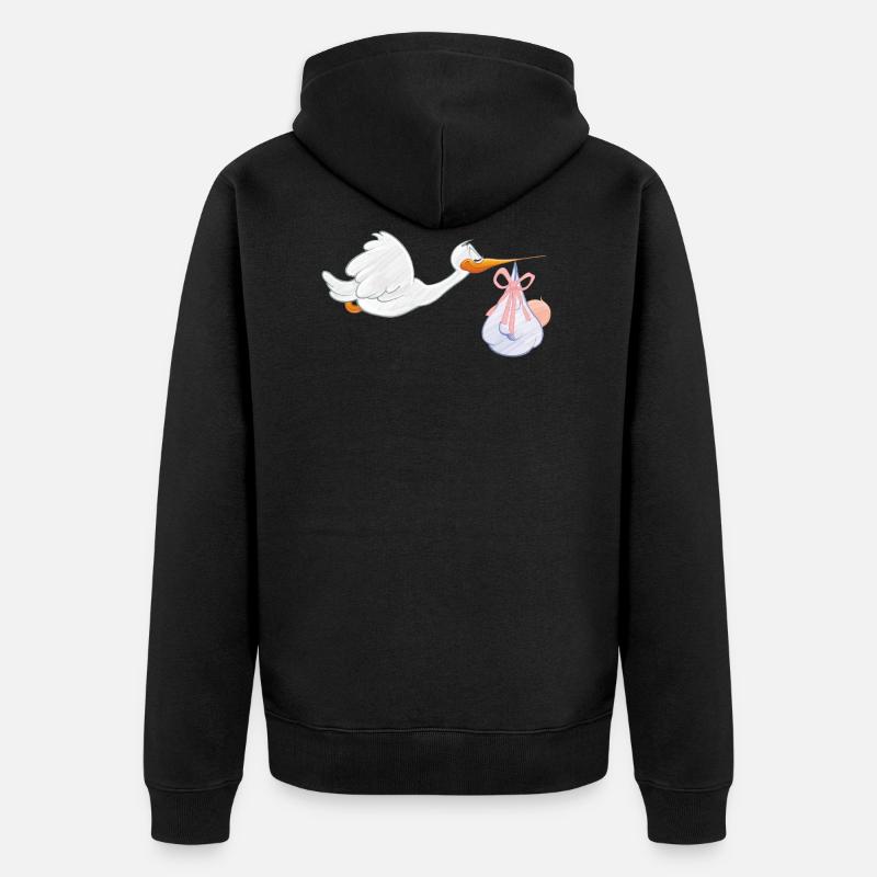 Cigogne avec bébé - Veste à capuche bio Premium Unisexe - noir