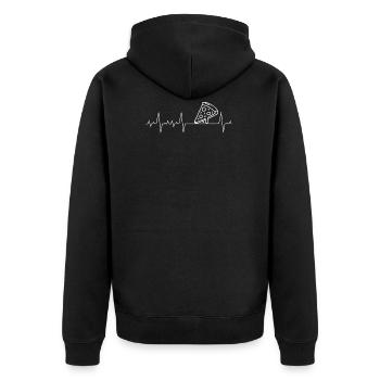 Herzschlag Herzfrequenz Herzlinie Geschenk Pizza - Unisex Premium Bio Zip Hoodie - Schwarz - Hinten - Nico (187cm)