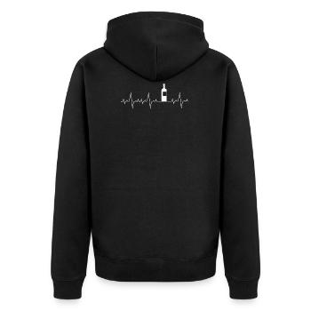 Herzschlag Herzfrequenz Geschenk Weinflasche Wein - Unisex Premium Bio Zip Hoodie - Schwarz - Hinten - Nico (187cm)