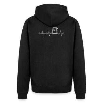 Herzschlag Herzfrequenz Herzlinie Geschenk Bier - Unisex Premium Bio Zip Hoodie - Schwarz - Hinten - Nico (187cm)