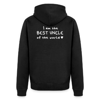 best uncle, bester Onkel der Welt Fun Shirt - Unisex Premium Bio Zip Hoodie - Schwarz - Hinten - Nico (187cm)