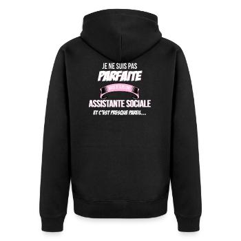 Assistante sociale cadeau humour - Veste à capuche bio Premium Unisexe - noir - Dos - Nico (187cm)