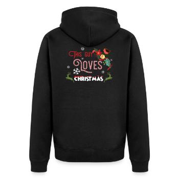 Weihnachten Guy Love Christmas Xmas Geschenk - Unisex Premium Bio Zip Hoodie - Schwarz - Hinten - Nico (187cm)