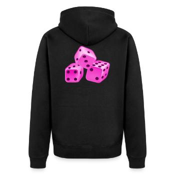 Würfel Pink - Unisex Premium Bio Zip Hoodie - Schwarz - Hinten - Nico (187cm)