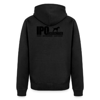 IPO RIESENSCHNAUZER - Unisex Premium Bio Zip Hoodie - Schwarz - Hinten - Nico (187cm)