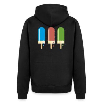 Eis am Stiel leckere Eiscreme Sommerhitze Milcheis - Unisex Premium Bio Zip Hoodie - Schwarz - Hinten - Nico (187cm)