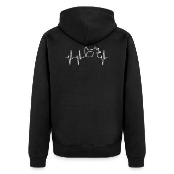 Sewing sewing machine DIY needle thread yarn heartbeat - Unisex Premium Organic Zip Hoodie - black - Back - Nico (187cm)