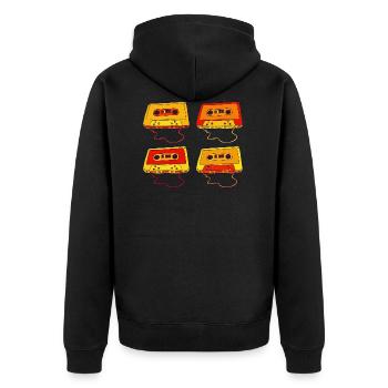 Music Cassette Compact Cassette Magnetic Tape Retro - Unisex Premium Organic Zip Hoodie - black - Back - Nico (187cm)