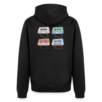 Music Cassette Compact Cassette Magnetic Tape Retro - Unisex Premium Organic Zip Hoodie - black - Back - Nico (187cm)