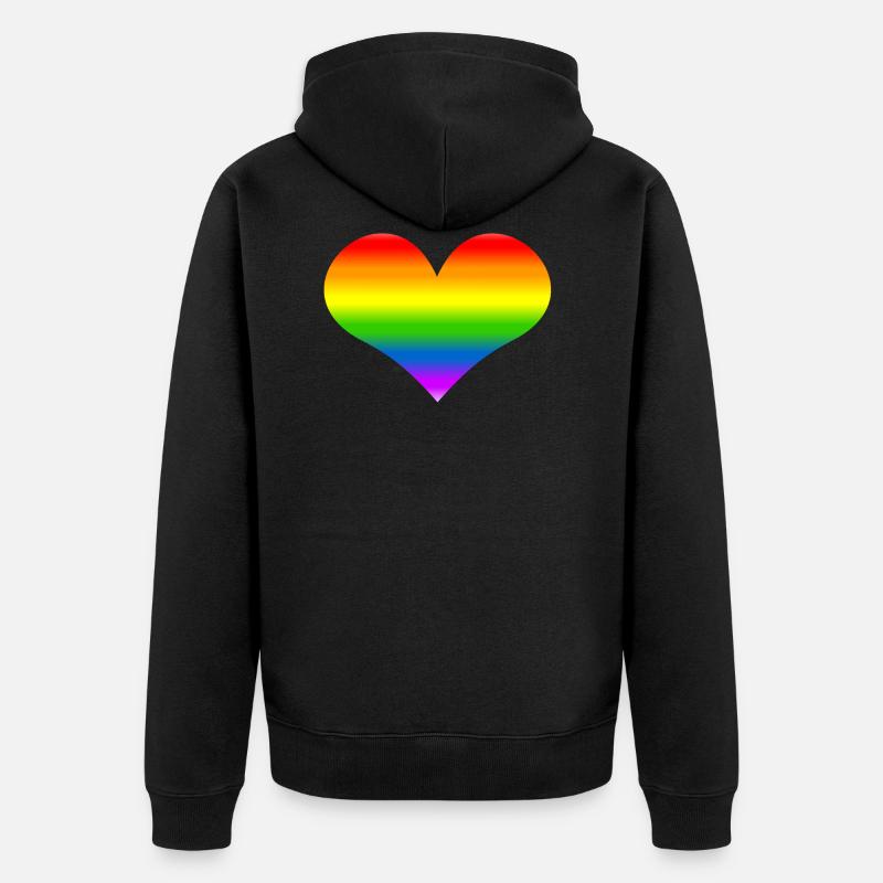 Rainbow Heart arc - Veste à capuche bio Premium Unisexe - noir
