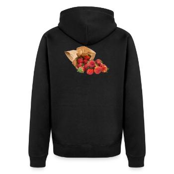 strawberry erdbeeren veggie gemuese fruits60 - Unisex Premium Bio Zip Hoodie - Schwarz - Hinten - Nico (187cm)