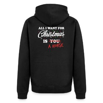 At Christmas I want a horse a horse - Unisex Premium Organic Zip Hoodie - black - Back - Nico (187cm)