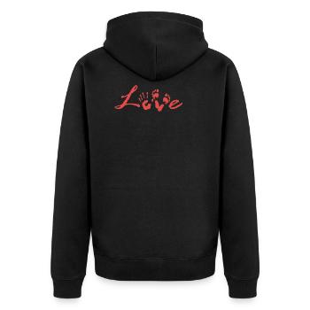 Love - I love you Füße Hände Abdruck Geschenk - Unisex Premium Bio Zip Hoodie - Schwarz - Hinten - Nico (187cm)