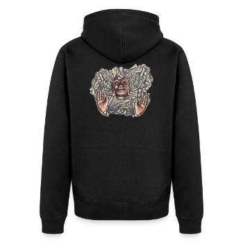 Buddha-Bad - Unisex Premium Bio Zip Hoodie - Schwarz - Hinten - Nico (187cm)