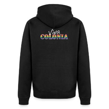 Colonia wt - Unisex Premium Bio Zip Hoodie - Schwarz - Hinten - Nico (187cm)