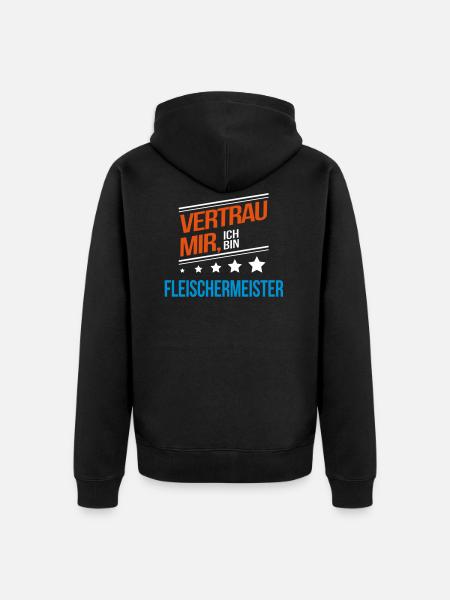 Fleischermeister Beruf Geschenk - Unisex Premium Bio Zip Hoodie - Schwarz