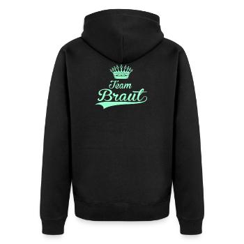 TEAM BRAUT hochzeit heiraten JGA trauung lieben - Unisex Premium Bio Zip Hoodie - Schwarz - Hinten - Nico (187cm)