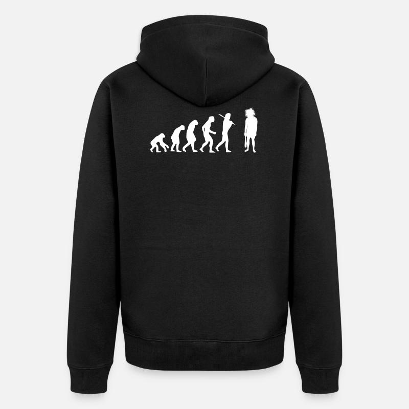 Neanderthal Cavemen Gift Evolution - Unisex Premium Organic Zip Hoodie - black