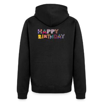 joyeux anniversaire - Veste à capuche bio Premium Unisexe - noir - Dos - Nico (187cm)
