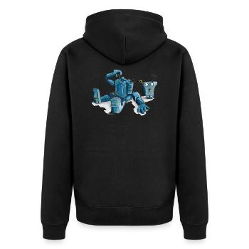 Roboter - Unisex Premium Bio Zip Hoodie - Schwarz - Hinten - Nico (187cm)