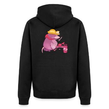 Maulwurf - Unisex Premium Bio Zip Hoodie - Schwarz - Hinten - Nico (187cm)