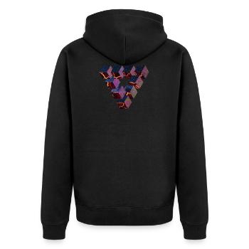 Geo Dreieck - Unisex Premium Bio Zip Hoodie - Schwarz - Hinten - Nico (187cm)