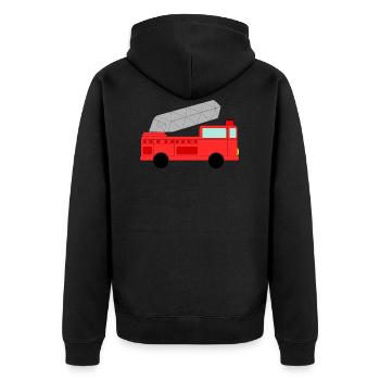 feuerwehr feuerwehrmann firefighter firetruck fire - Unisex Premium Bio Zip Hoodie - Schwarz - Hinten - Nico (187cm)