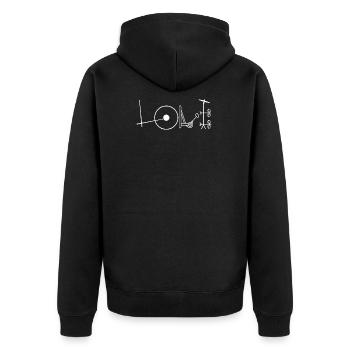 Geschenk Schlagzeuger Drummer Schlagzeugspieler - Unisex Premium Bio Zip Hoodie - Schwarz - Hinten - Nico (187cm)