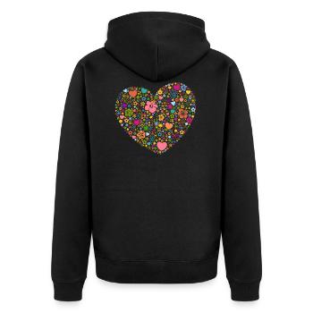Coeur fleurs fleurs signe de la paix Yin et Yang - Veste à capuche bio Premium Unisexe - noir - Dos - Nico (187cm)