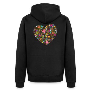 Cœurs Fleurs Fleurs Signe de Paix Yin et Yang - Veste à capuche bio Premium Unisexe - noir - Dos - Nico (187cm)