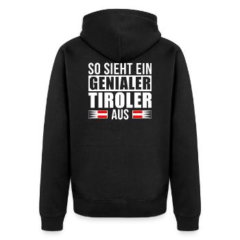 Genialer Tiroler - Unisex Premium Bio Zip Hoodie - Schwarz - Hinten - Nico (187cm)