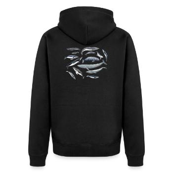 Whale family - Whale family - Baleines - Unisex Premium Organic Zip Hoodie - black - Back - Nico (187cm)