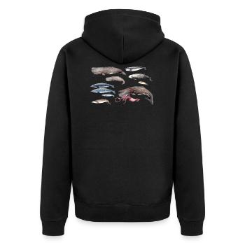 Pottwale und Schnabelwal - Pottwale & Schnabelwal - Unisex Premium Bio Zip Hoodie - Schwarz - Hinten - Nico (187cm)