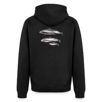 Frasers Delphin - Frasers Dolphin - Dauphin - Unisex Premium Bio Zip Hoodie - Schwarz - Hinten - Nico (187cm)