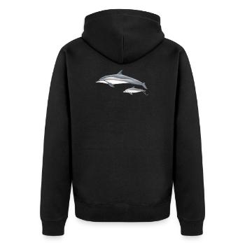 Spinner Delphin - Langschnauzendelfin - dauphin - Unisex Premium Bio Zip Hoodie - Schwarz - Hinten - Nico (187cm)