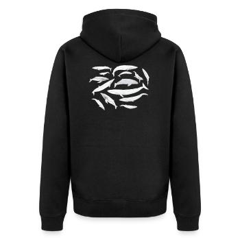 Whales - Baleines - Whales - Unisex Premium Organic Zip Hoodie - black - Back - Nico (187cm)