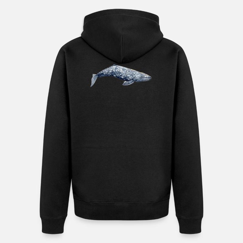 Grauwal - Grauwal - Baleine grise - Unisex Premium Bio Zip Hoodie - Schwarz