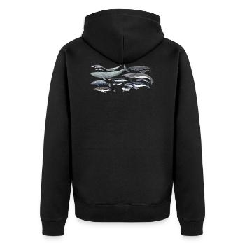Whales diversity fond transparent - Unisex Premium Organic Zip Hoodie - black - Back - Nico (187cm)