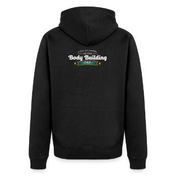 Body Building Dad Vater Shirt Geschenk Idee - Unisex Premium Bio Zip Hoodie - Schwarz - Hinten - Nico (187cm)