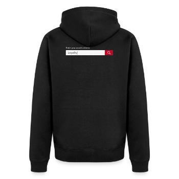 la loyauté de recherche - Veste à capuche bio Premium Unisexe - noir - Dos - Nico (187cm)