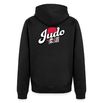 judo - Unisex Premium Organic Zip Hoodie - black - Back - Nico (187cm)