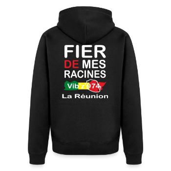 Fier de mes origines 974 - Veste à capuche bio Premium Unisexe - noir - Dos - Nico (187cm)